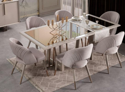 Esszimmermöbel Set Esszimmer Garnitur 7tlg Esstisch Stühle Beige Holz